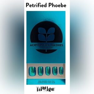 Red Aspen Acrylic Nail Dashes Halloween Blue Glitter Holo short squoval b6f
